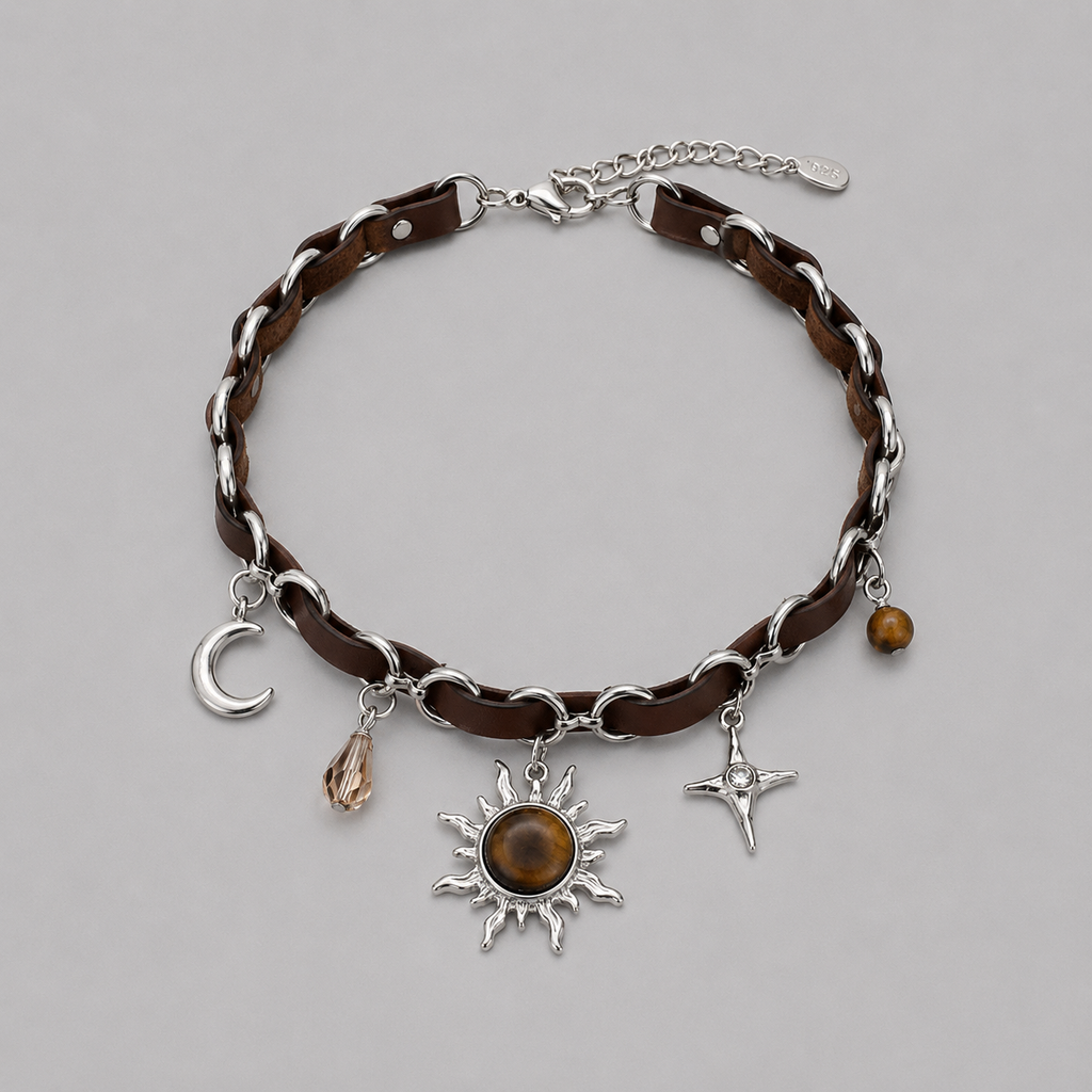 Hnědý celestial charm choker náhrdelník