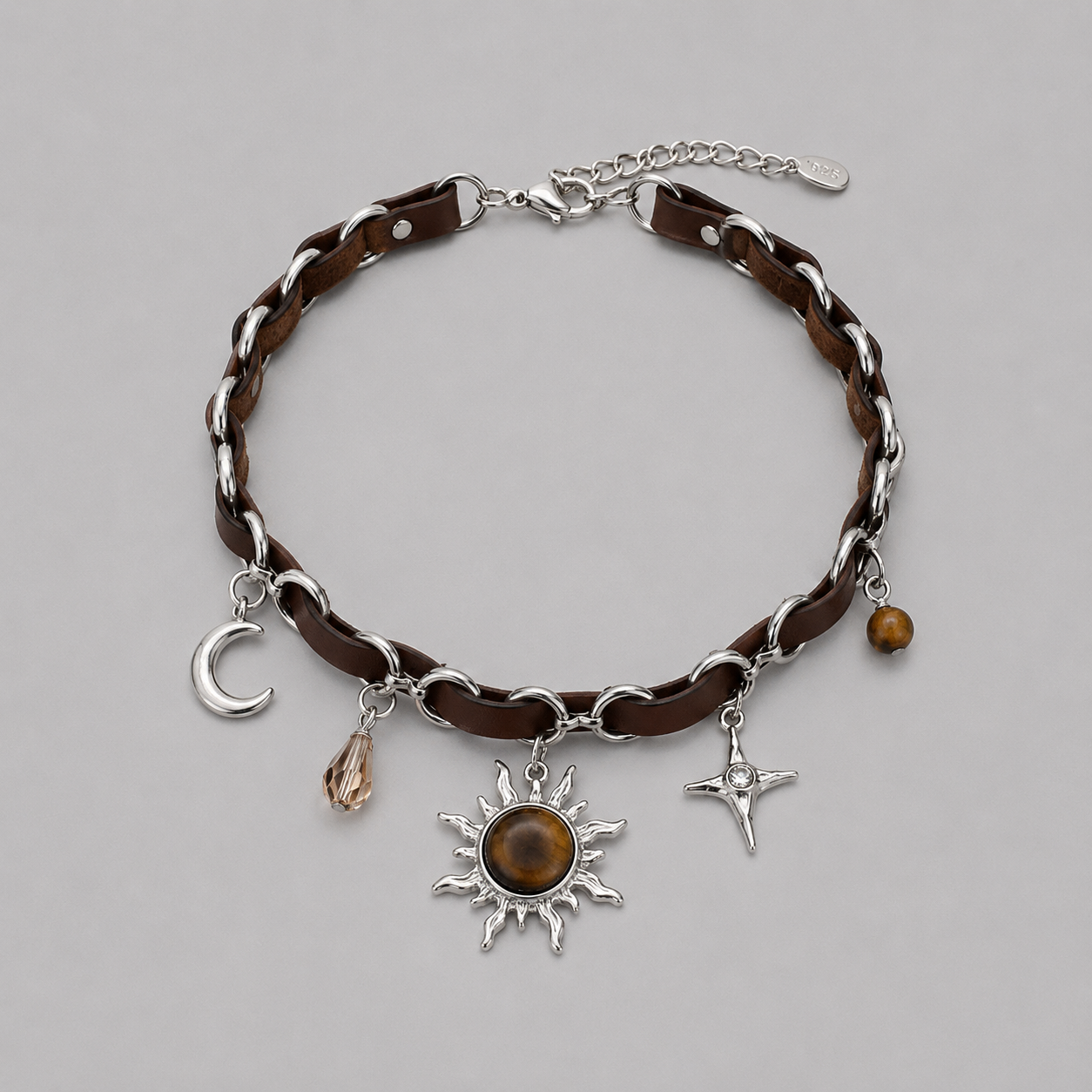 Hnědý celestial charm choker náhrdelník