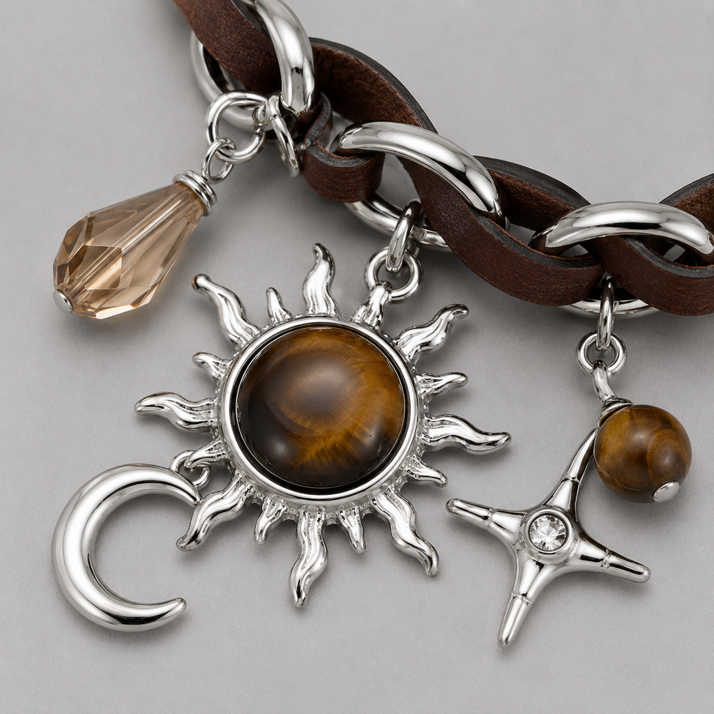 Hnědý celestial charm choker náhrdelník