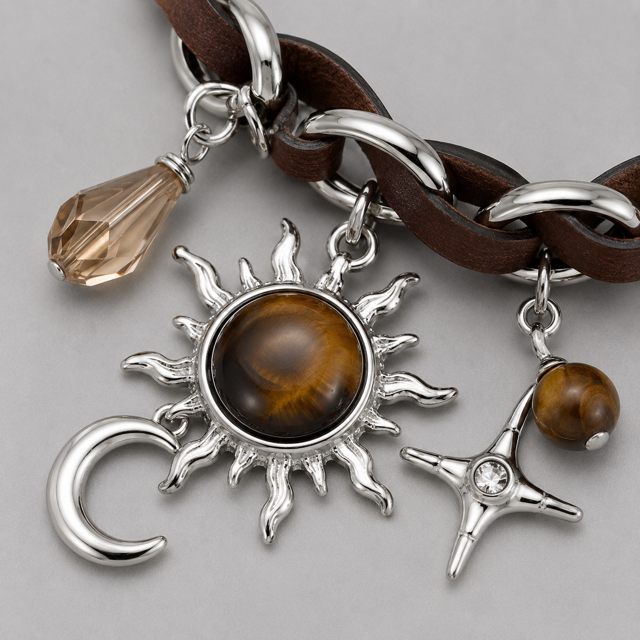 Hnědý celestial charm choker náhrdelník